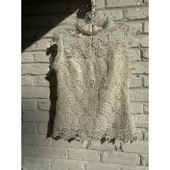 Nanette Lepore white lace sleeveless top Medium . NWT - Picture 2 of 14